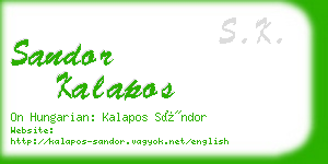 sandor kalapos business card